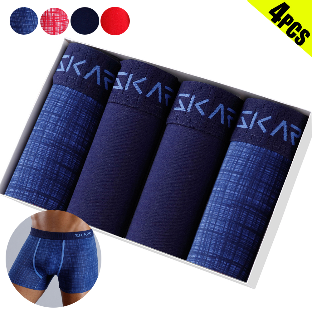 Boxer Brief Pack Cotton - 4pcs Sexy Print Men's Panties Cotton