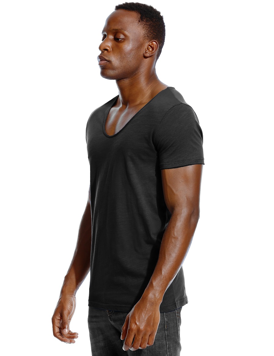Scoop Neck T Shirt for Men Low - Undershirt Crew Neck 评论和价格