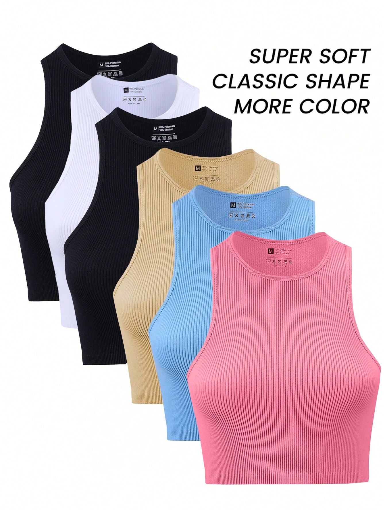 6Pcs Seamless Ribbed Workout C - Tank Top Ribbed 评论和价格